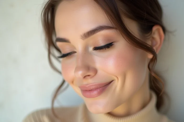 Gros plan sur des cils maquillés comparant l'effet du ricil et du mascara sur un même regard